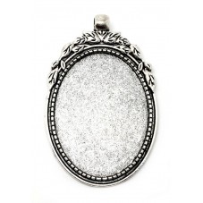 Support Pendentif Argenté pour Cabochon 30x40mm