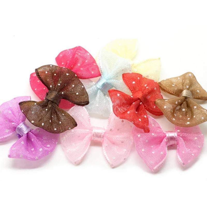 5 Noeuds à Pois en Organza 20x23mm