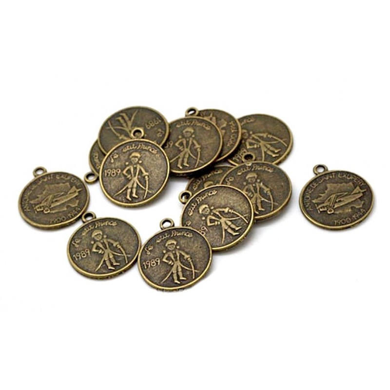 2 Breloques Médaille Petit Garçon Bronze 19mm