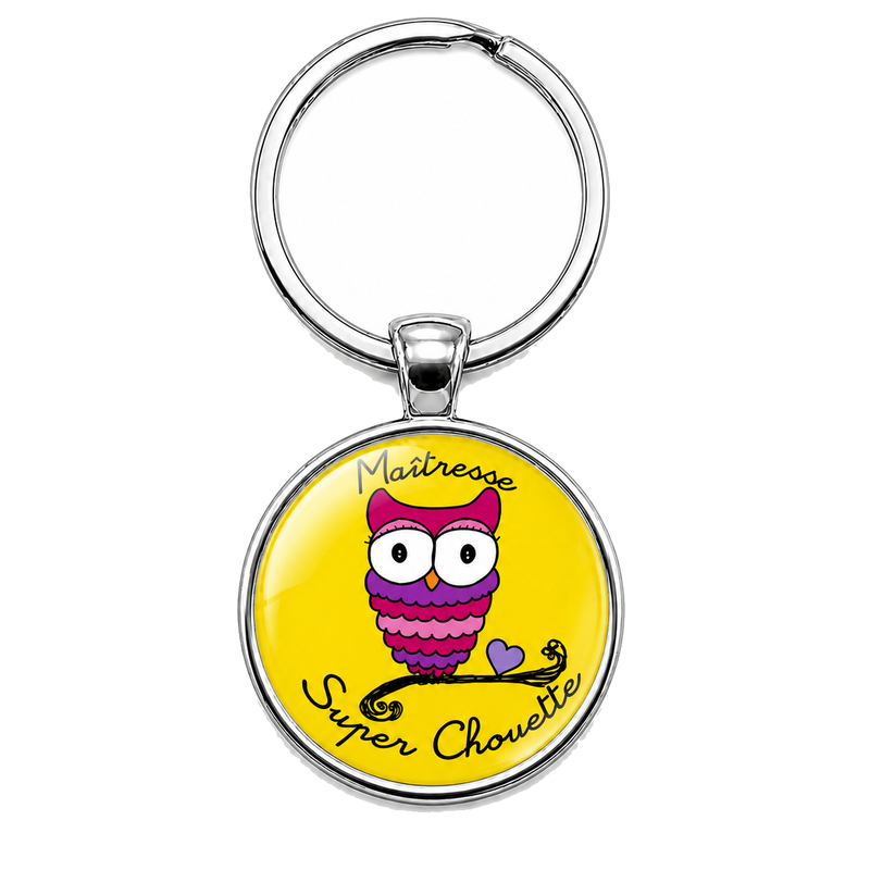 Porte-clé "Maîtresse Super Chouette" Cadeau de Fin d'Année d’École