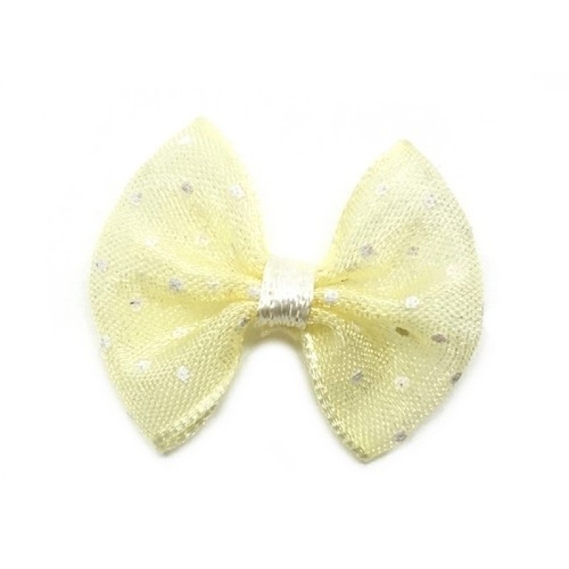 5 Noeuds à Pois en Organza Jaune 20x23mm