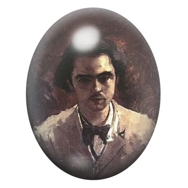Cabochon en Verre Illustré Paul Verlaine Écrivain 13x18, 18x25 ou 30x40mm
