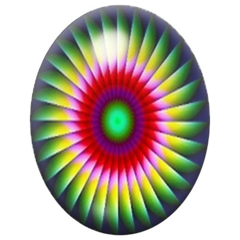Cabochon en Verre Illustré Rosace Multicolore 13x18, 18x25 ou 30x40mm