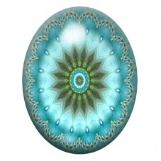 Cabochon en Verre Illustré Mandala Turquoise 13x18, 18x25 ou 30x40mm pour la création de bijoux fantaisie - DIY