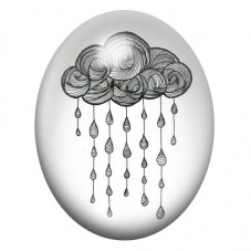 Cabochon en Verre Illustré Nuage de Pluie 13x18, 18x25 ou 30x40mm pour la création de bijoux fantaisie - DIY