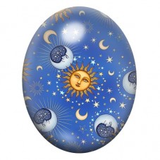 Cabochon en Verre Illustré Soleil et Lunes Étoilées 13x18, 18x25 ou 30x40mm pour la création de bijoux fantaisie - DIY