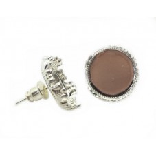 1 Paire de Support Boucles d'Oreilles avec Stoppers pour Cabochon 14mm  pour la Création de Bijoux Fantaisie - DIY