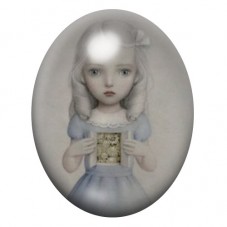 Cabochon en Verre Illustré Alice au Livre Secret 13x18, 18x25 ou 30x40mm pour la création de bijoux fantaisie - DIY