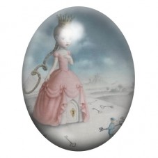 Cabochon en Verre Illustré Princesse à la Clé 13x18, 18x25 ou 30x40mm pour la création de bijoux fantaisie - DIY