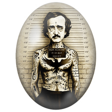 Cabochon en Verre Illustré Edgar Allan Poe Coupable et Tatoué 13x18, 18x25 ou 30x40mm pour la Création de Bijoux Fantaisie - DIY