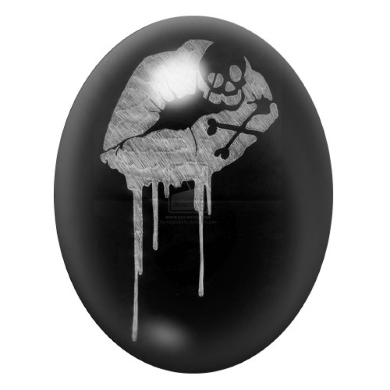 Cabochon en Verre Illustré Lèvres Crâne Gothique 13x18, 18x25 ou 30x40mm