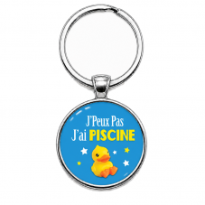 Porte-Clé Fait Main J’Peux Pas J’ai Piscine Verre 25mm pour la Création de Bijoux Fantaisie - DIY