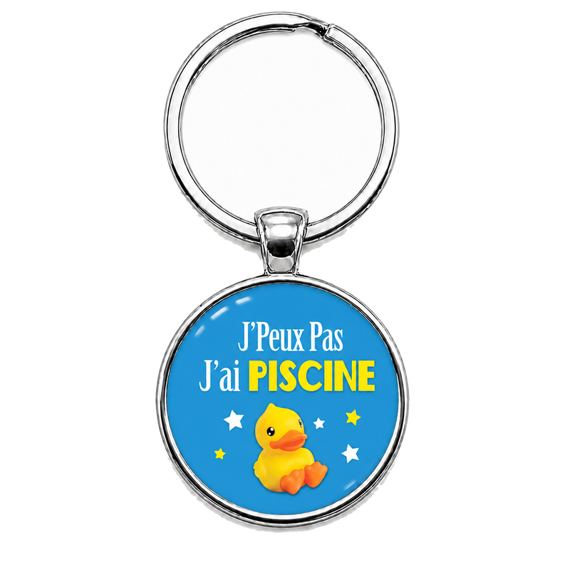 Porte-Clé Fait Main J’Peux Pas J’ai Piscine Verre 25mm