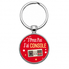 Porte-Clé Fait Main J’Peux Pas J’ai CONSOLE Verre 25mm pour la Création de Bijoux Fantaisie - DIY