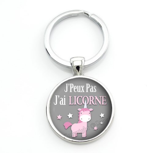 Porte-clé "J'peux pas j'ai Licorne" Cadeau Original Humour Anniversaire Noël