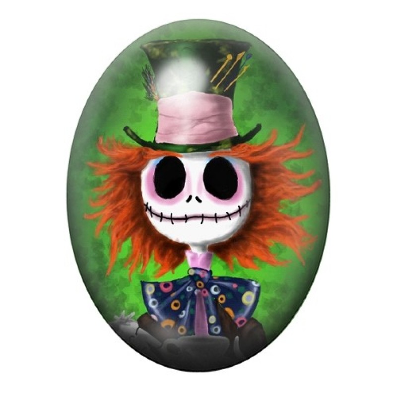 Cabochon en Verre Illustré Jack Alice au Pays des Merveilles Gothique13x18, 18x25 ou 30x40mm