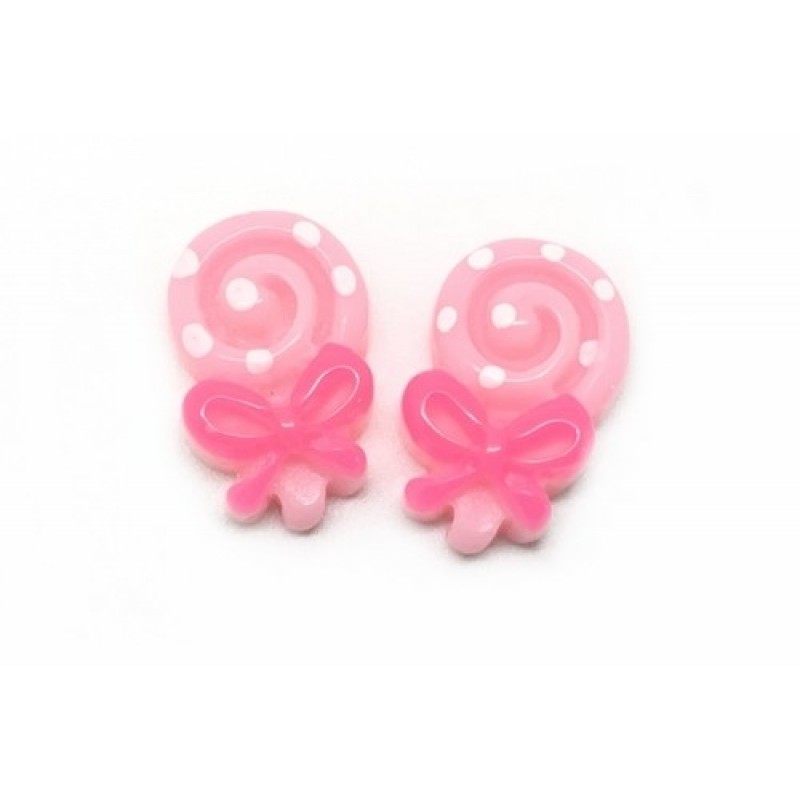4 Cabochons Sucette Girly en Résine 11x18mm