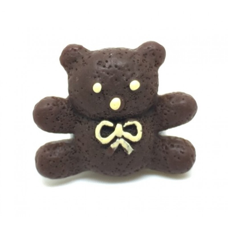 2 Cabochons Nounours Ourson au Chocolat en Résine 15x17mm