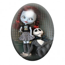 Cabochon en Verre Illustré Poupée Sally avec Jack 13x18, 18x25 ou 30x40mm pour la création de bijoux fantaisie - DIY