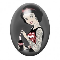 Cabochon en Verre Illustré Blanche-Neige Rock aux Tatouages 13x18, 18x25 ou 30x40mm pour la création de bijoux fantaisie - DIY