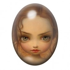 Cabochon en Verre Illustré Petite Fille Rousse aux Grands Yeux 13x18, 18x25 ou 30x40mm pour la création de bijoux fantaisie - DI