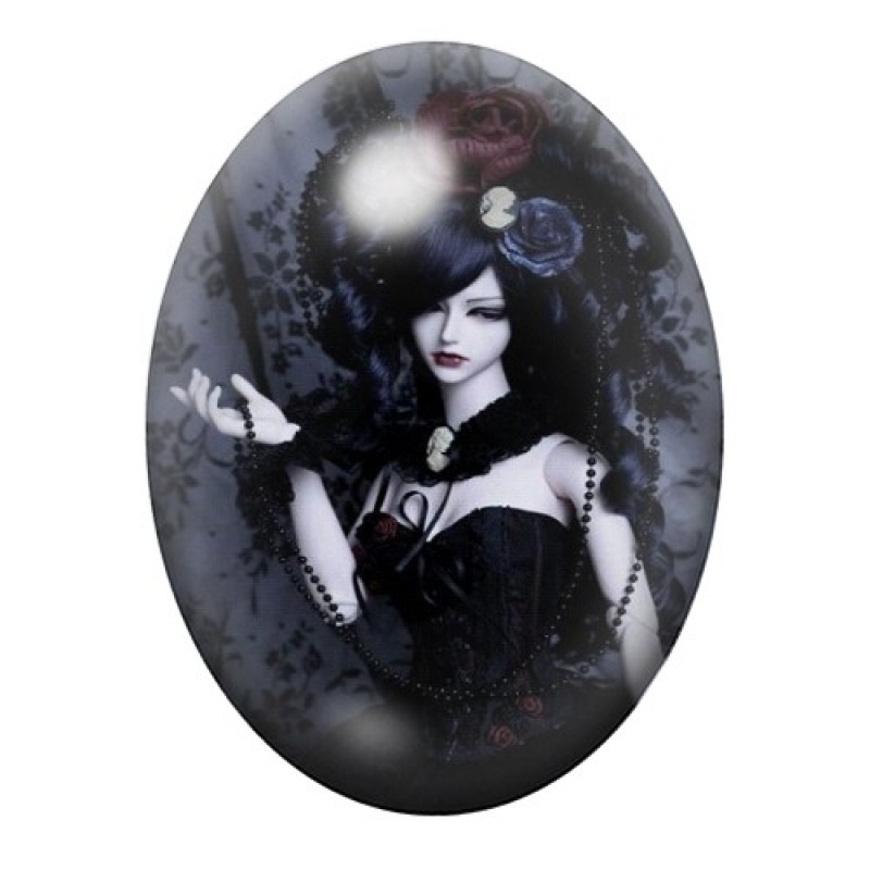 Cabochon en Verre Illustré Poupée Blythe Gothique 13x18, 18x25 ou 30x40mm