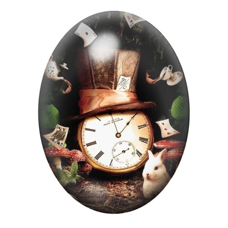 Cabochon en Verre Illustré Alice au Pays des Merveilles 13x18, 18x25 ou 30x40mm