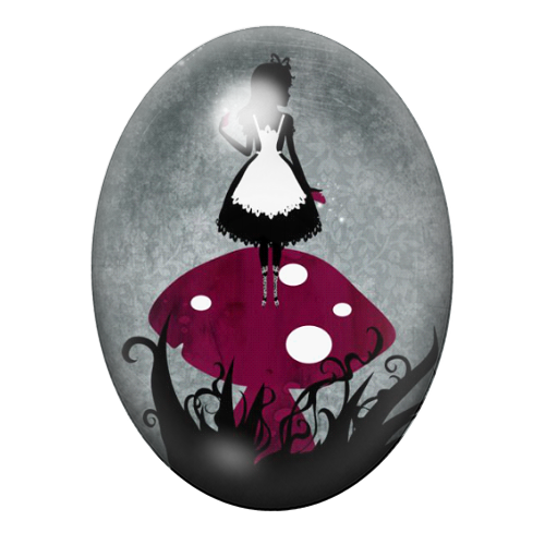 Cabochon en Verre Illustré Alice au Pays des Merveilles 13x18, 18x25 ou 30x40mm