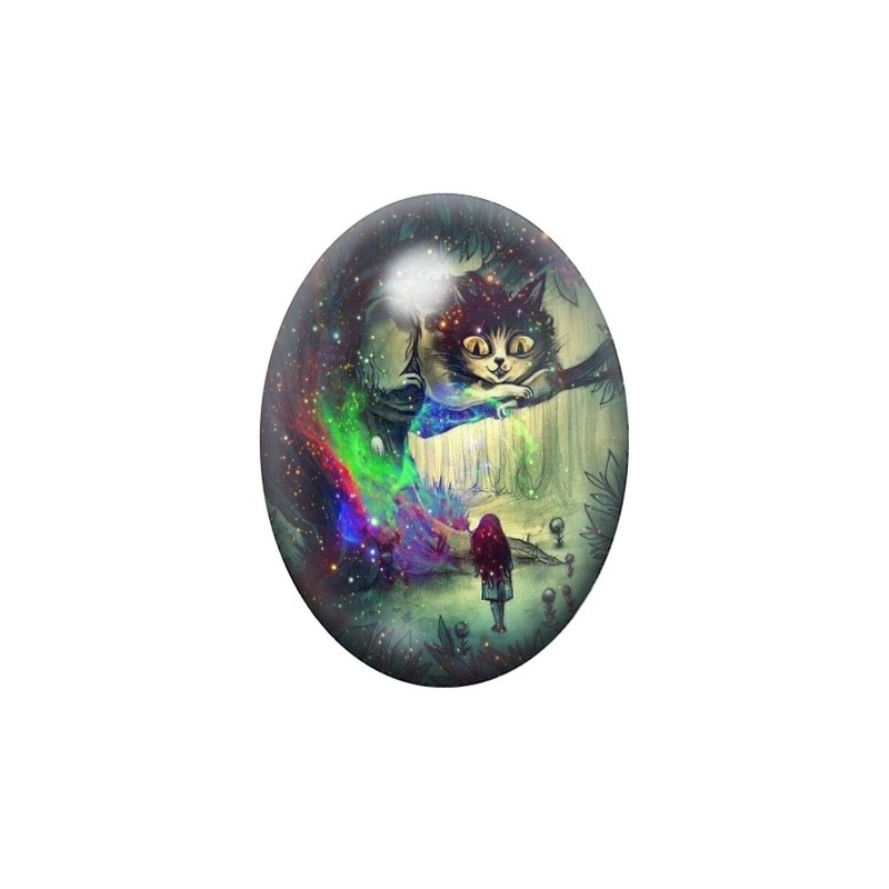 Cabochon en Verre Illustré Alice au Pays des Merveilles 13x18, 18x25 ou 30x40mm