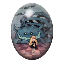 Cabochon en Verre Illustré Alice au Pays des Merveilles 13x18, 18x25 ou 30x40mm pour la Création de Bijoux Fantaisie - DIY