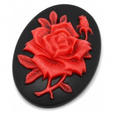 Camée Rose Rouge Vintage Noir 18x25mm pour la Création de Bijoux Fantaisie - DIY