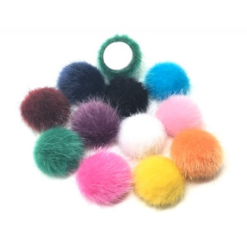 5 Cabochons Ronds Imitation Angora 16mm