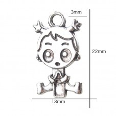 4 Breloques Bébé Fille Naissance Argenté 22x13mm