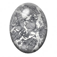 Cabochon en Verre Illustré Jardin Botanique Noir et Blanc 13x18, 18x25 ou 30x40mm pour la création de bijoux fantaisie - DIY