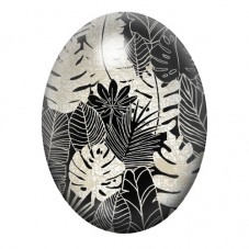 Cabochon en Verre Illustré Feuilles Tropicales Noir et Blanc 13x18, 18x25 ou 30x40mm pour la création de bijoux fantaisie - DIY