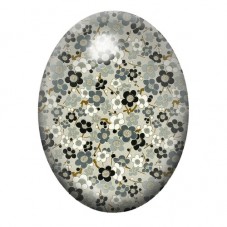 Cabochon en Verre Illustré Petites Fleurs Noires et Grises 13x18, 18x25 ou 30x40mm pour la création de bijoux fantaisie - DIY