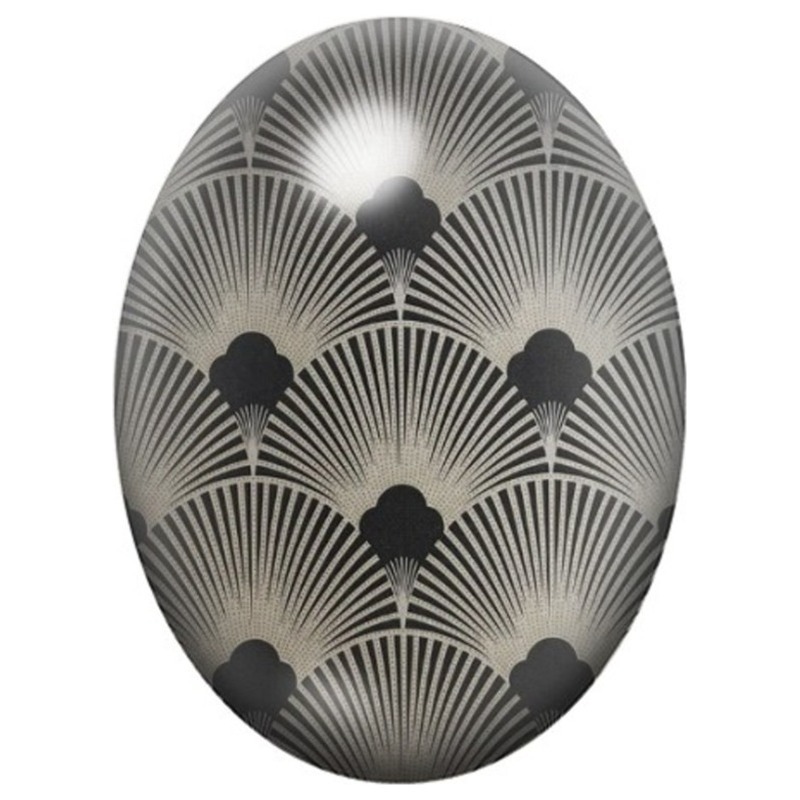 Cabochon en Verre Illustré Éventails Art Déco Noir et Blanc 13x18, 18x25 ou 30x40mm