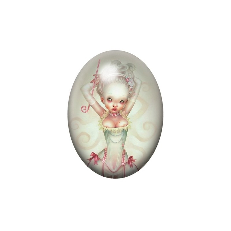Cabochon en Verre Illustré Fille Étrange 13x18, 18x25 ou 30x40mm