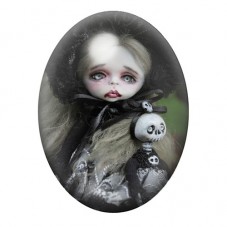 Cabochon en Verre Illustré Poupée Gothique aux Peluches 13x18, 18x25 ou 30x40mm pour la création de bijoux fantaisie - DIY