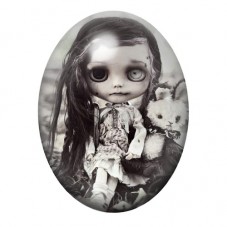Cabochon en Verre Illustré Poupée Gothique au Lapin Blanc 13x18, 18x25 ou 30x40mm pour la création de bijoux fantaisie - DIY