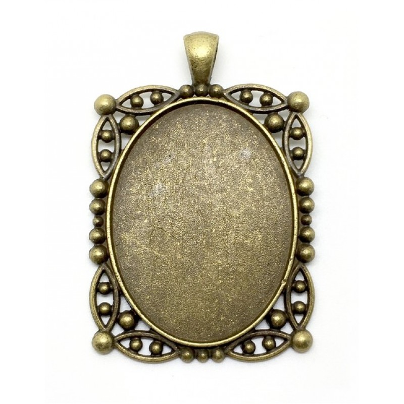 Support Pendentif Cadre Bronze pour Cabochon Ovale 30x40mm