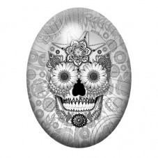 Cabochon en Verre Illustré Crâne Tête de Mort Gothique 13x18, 18x25 ou 30x40mm pour la Création de Bijoux Fantaisie - DIY