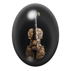 Cabochon en Verre Illustré Violon aux Crânes 13x18, 18x25 ou 30x40mm pour la création de bijoux fantaisie - DIY