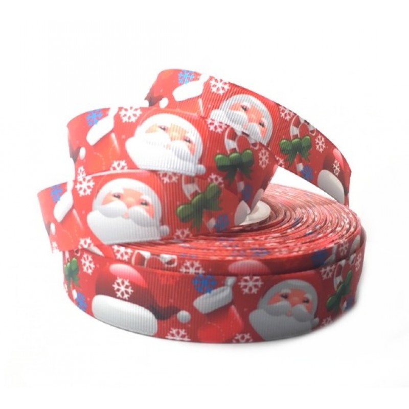 1 Mètre de Ruban Gros Grain Père- Noël 22mm
