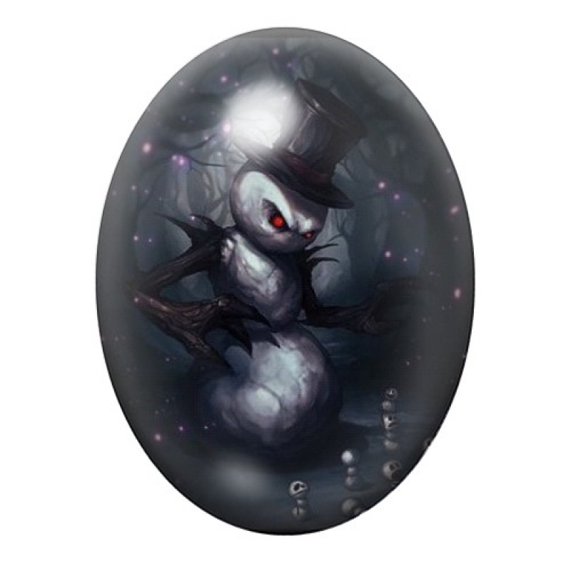 Cabochon en Verre Illustré Bonhomme de Neige Noël Horreur Gothique 13x18, 18x25 ou 30x40mm
