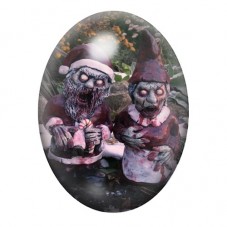 Cabochon en Verre Illustré Pères Noël Zombies au Festin 13x18, 18x25 ou 30x40mm pour la création de bijoux fantaisie - DIY