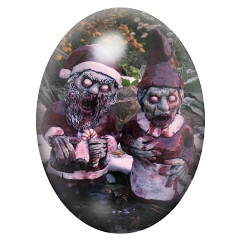 Cabochon en Verre Illustré Pères Noël Zombies au Festin 13x18, 18x25 ou 30x40mm