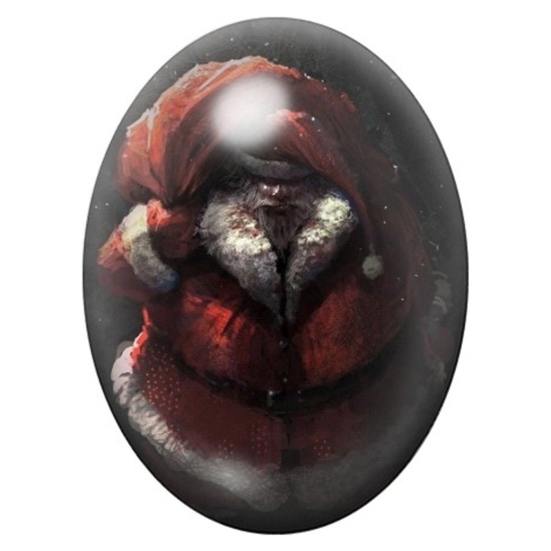 Cabochon en Verre Illustré Père Noël au Masque de Peste 13x18, 18x25 ou 30x40mm