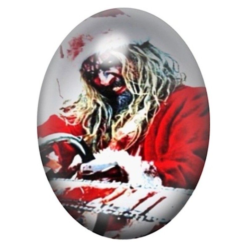 Cabochon en Verre Illustré Père Noël Zombie au Piano 13x18, 18x25 ou 30x40mm