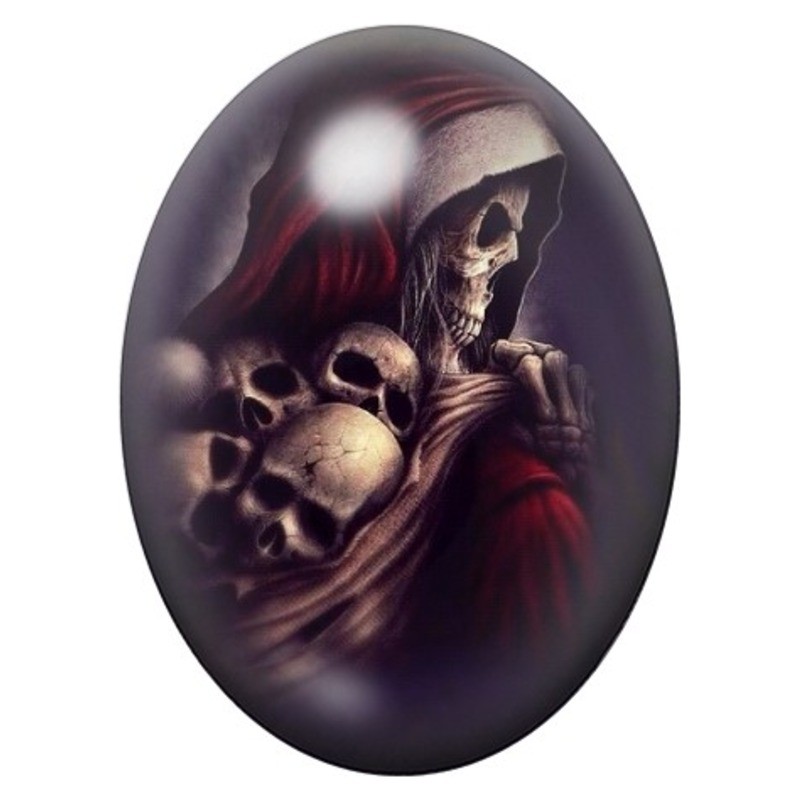 Cabochon en Verre Illustré Faucheuse au Crâne de Noël 13x18, 18x25 ou 30x40mm